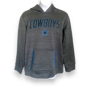 Dallas Cowboys Authentic Youth Hoodie | Gray Fleece Pullover NFL Team Apparel
